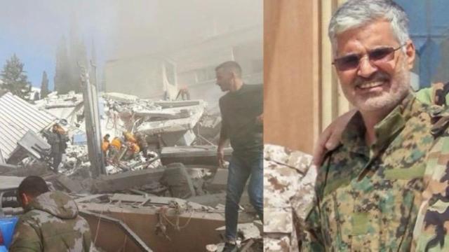 Sadegh Omidzadeh, adjunto de inteligencia de la Fuerza Quds iraníes, muerto tras el ataque israelí en Damasco (izquierda).