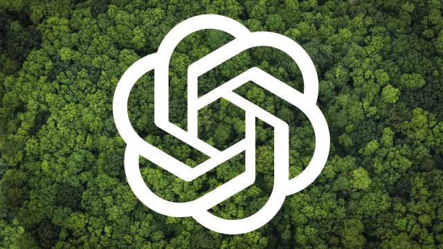 Fotomontaje con el logo de ChatGPT y unos árboles.