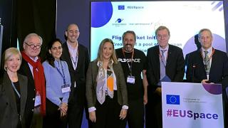 La presentación en Bruselas en la que PLD Space ha sido elegida como proveedor para la Comisión Europea.