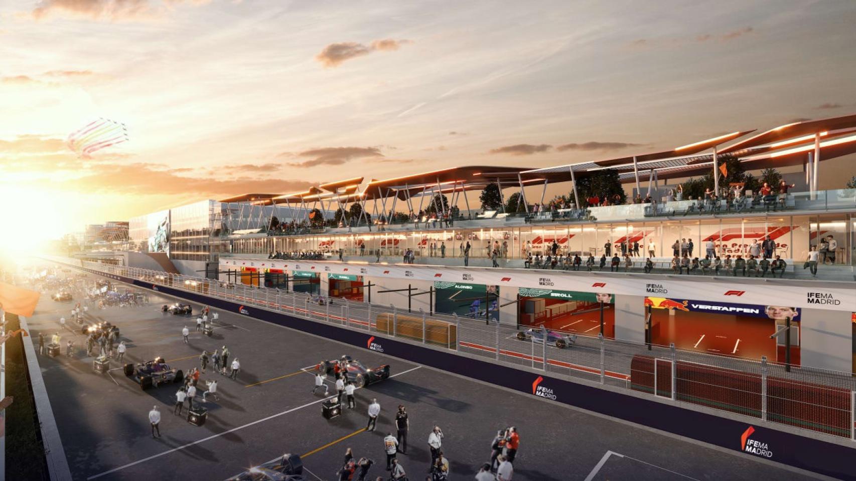 Simulación de cómo será la parrilla de salida del Gran Premio de España de Fórmula 1 en Madrid