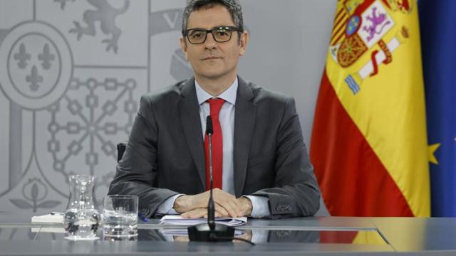 El ministro de la Presidencia, Justicia y Relaciones con las Cortes, Félix Bolaños, este martes tras el Consejo de Ministros.