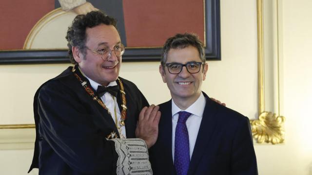 El ministro Bolaños y Álvaro García Ortiz, el pasado 24 de enero en el Tribunal Supremo tras la toma de posesión del segundo como fiscal general.