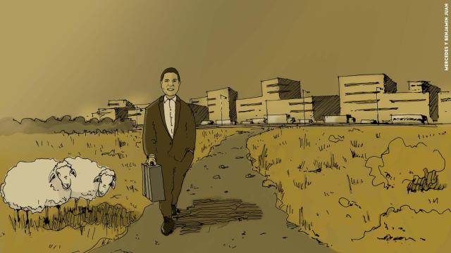 'Emiliano en el extrarradio'. Una viñeta de Mercedes, Paula y Benjamín Juan.