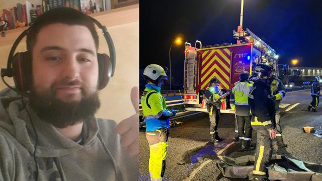 Montaje de la imagen de Óscar Rodríguez, uno de los fallecidos, y el lugar del accidente.