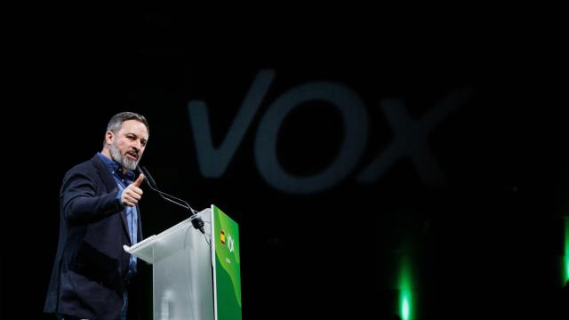 Abascal, en su discurso este sábado en la Asamblea extraordinaria en la que ha sido reelegido como presidente de Vox.