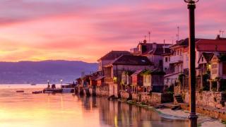 town of Combarro at sunrise, Pontevedra, Galicia, Spain.
