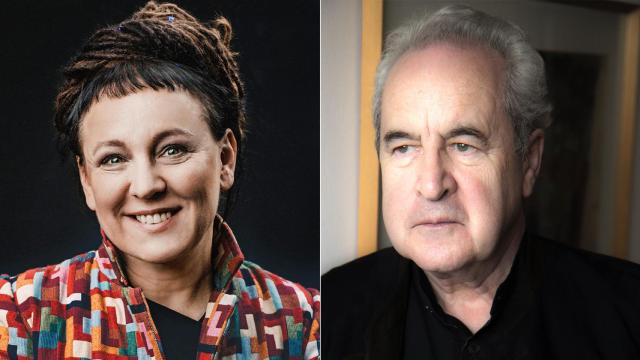 Olga Tokarzcuk © Karpati & Zarewicz / ZAiKs y John Banville © Douglas Banville. JB