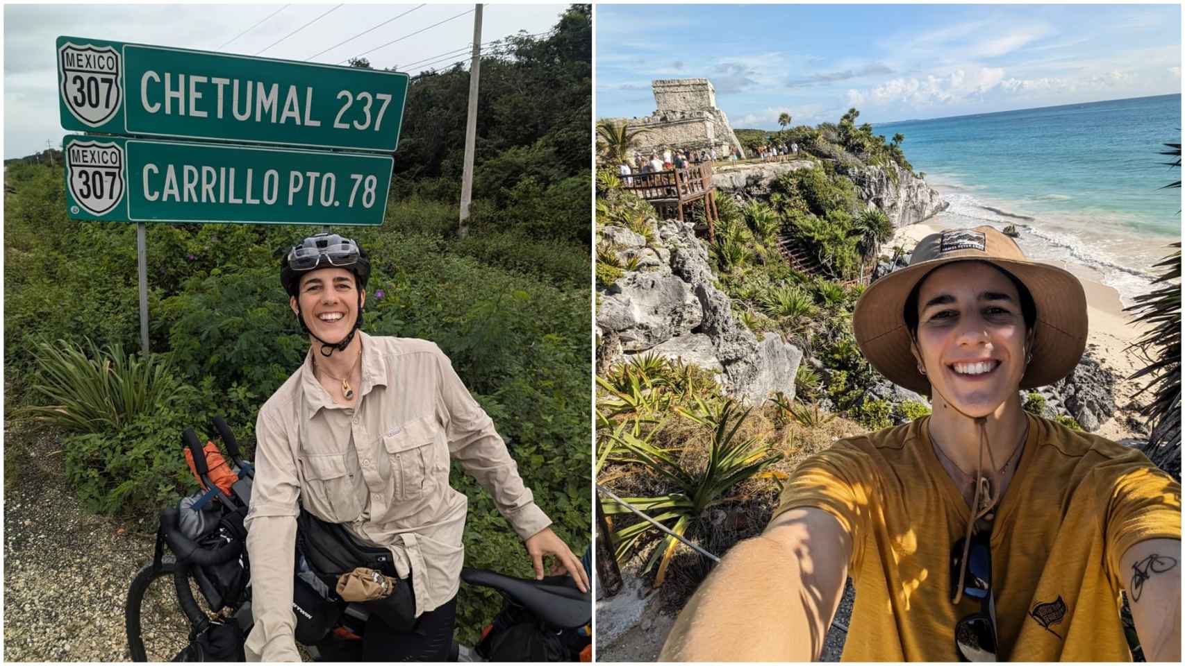 Lola Bruzon en varias imágenes durante su viaje.