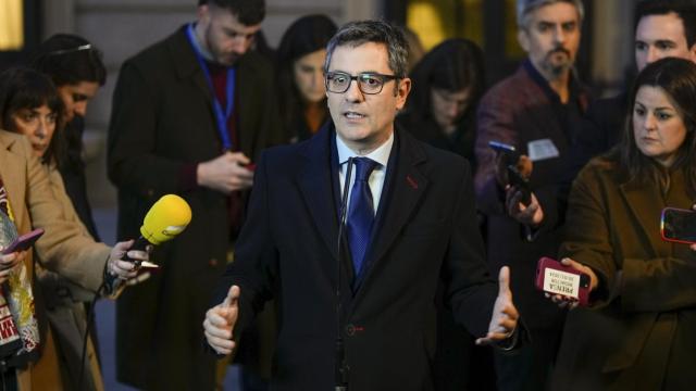 El ministro de Justicia, Félix Bolaños, a la salida del Congreso.