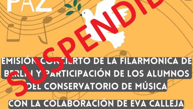 Cartel del concierto suspendido.