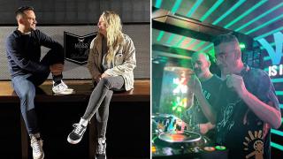 Diego y María a la izquierda y uno de los participantes en el primer evento, a la derecha