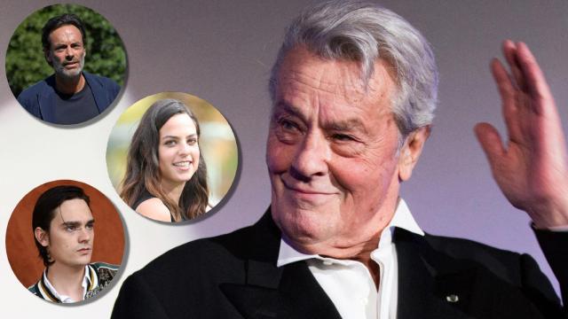 Alain Delon junto a sus tres hijos, en un montaje de JALEOS.