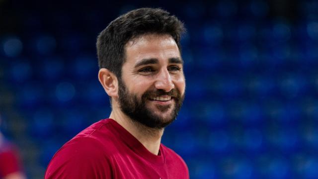 Ricky Rubio, en el entrenamiento con el Barcelona.