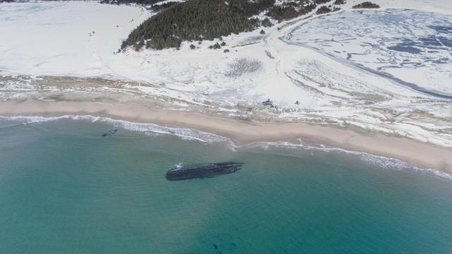 Restos del barco aparecido en Cape Ray, Canadá.