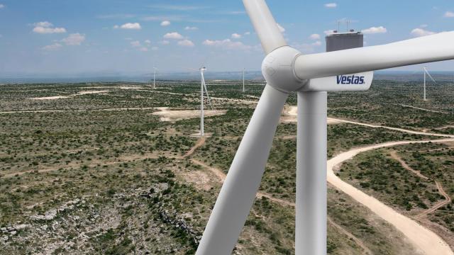 Parque eólico con aerogeneradores de Vestas.