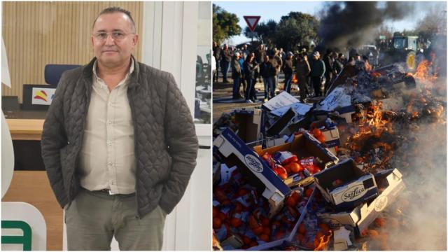 El empresario José Noriega y una imagen de las protestas en Francia de los últimos días.