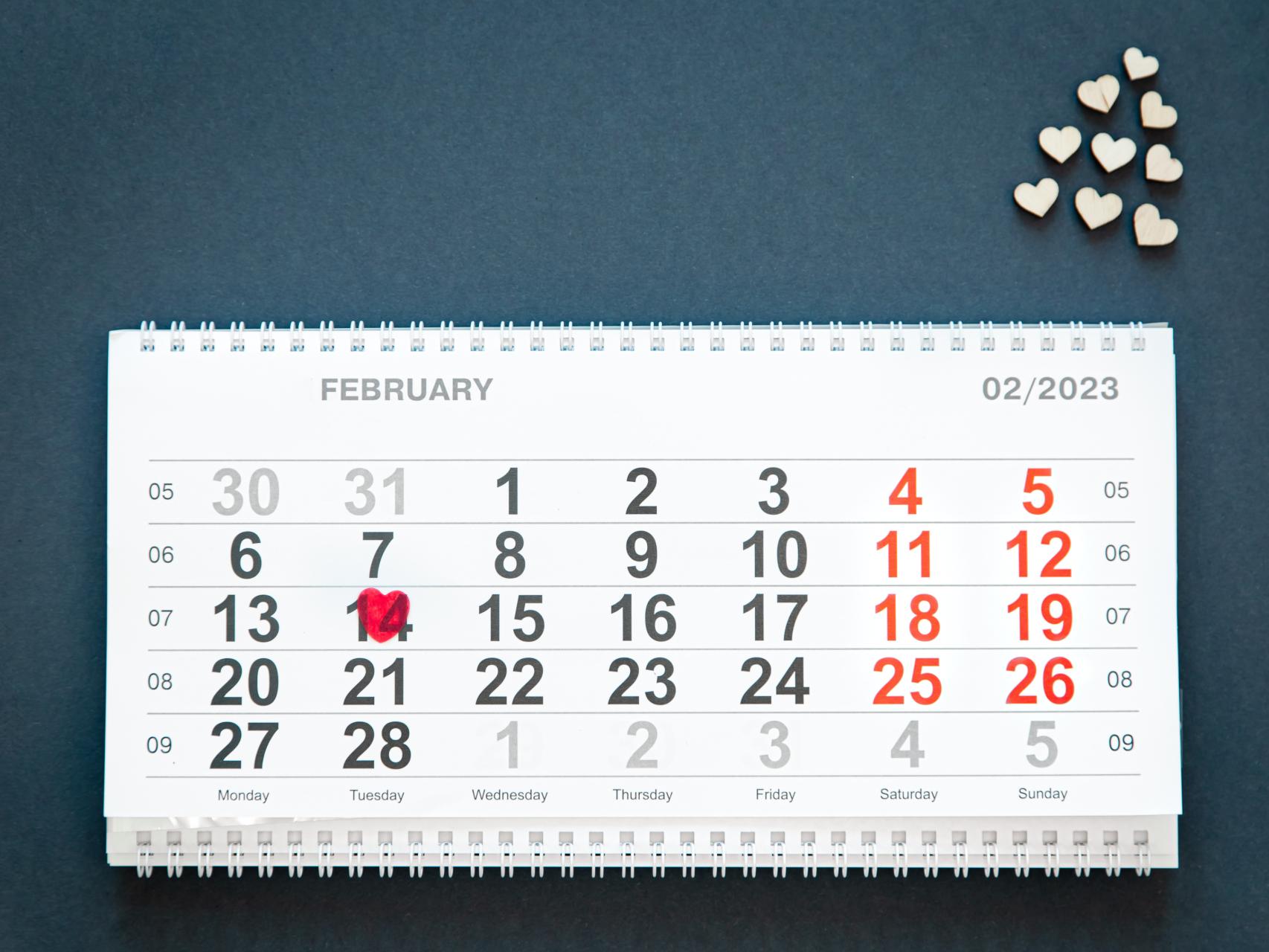 Calendario del mes de febrero.