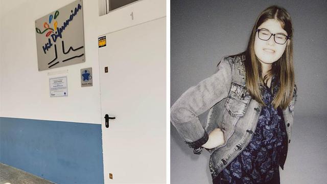 Andrea, a la derecha y la Residencia Mil Diferencias a la izquierda