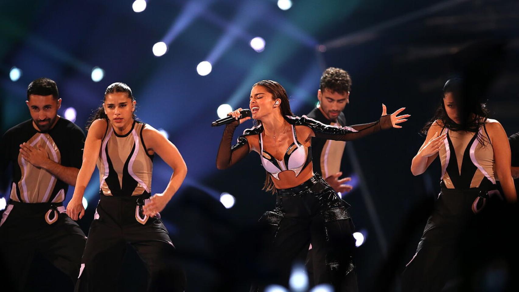 Noa Kirel, representante de Israel en Eurovisión 2023, en el Liverpool Arena.