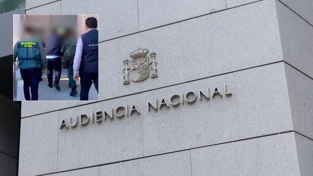 Fotomontaje con la detención practicada por la Guardia Civil y la fachada de la Audiencia Nacional.