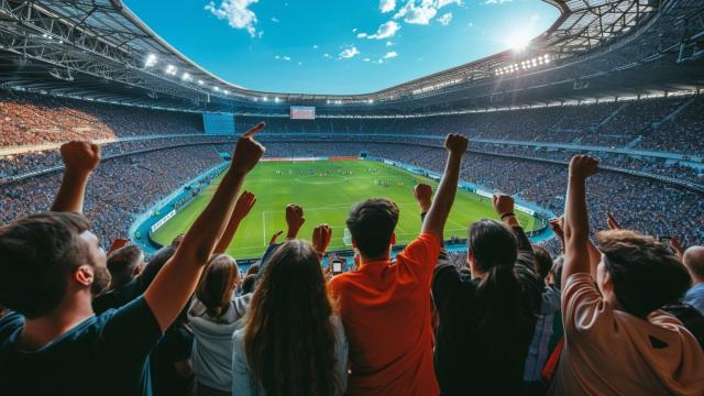 Un grupo de adultos en un campo de fútbol. (Imagen generada por IA)