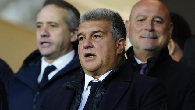 Laporta, en el palco durante un partido del FC Barcelona.