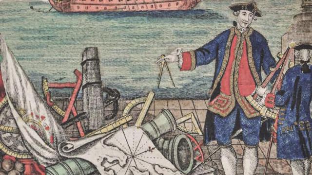 Alegoría del nuevo científico surgido de la Academia de guardiamarinas de Cádiz. Biblioteca del Museo Naval