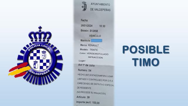 Alertan sobre falsas multas de la zona azul en Valdepeñas: así se diferencian de las originales