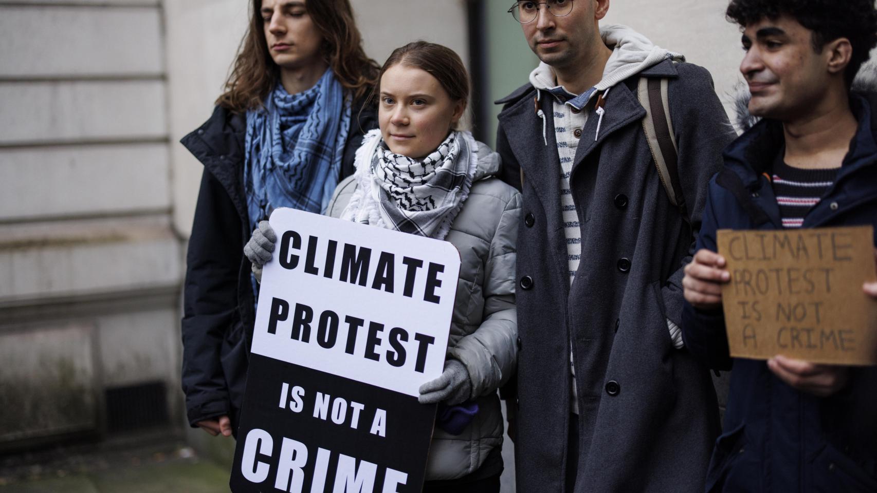 Greta Thunberg, durante una protesta.