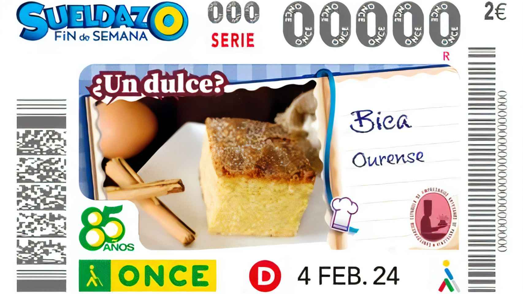 El cupón dedicado a la bica ourensana para el 4 de febrero de 2024.