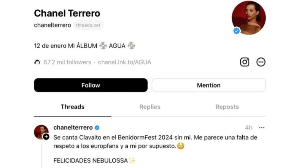 El mensaje de Chanel en Threads.