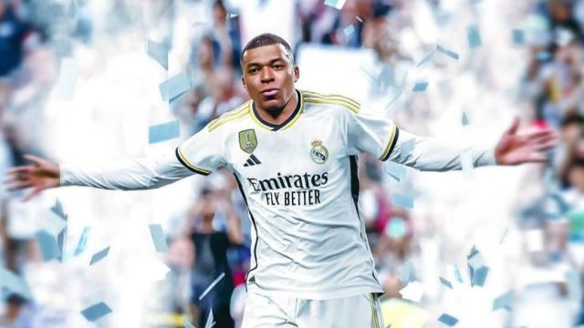 Mbappé, con la camiseta del Real Madrid en la foto compartida por Luka Doncic.