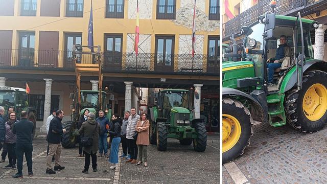 Raúl Medrano en la tractorada de Tordesillas y la Plaza Mayor de Tordesillas