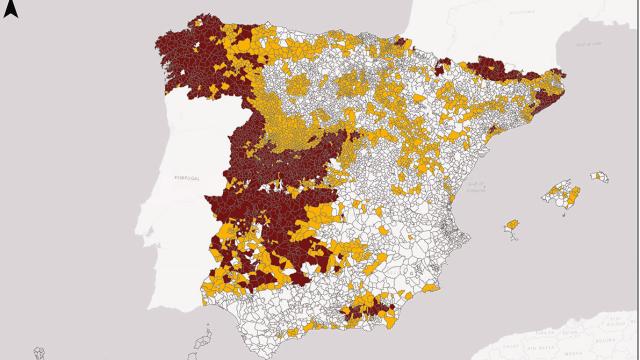 Los lugares más afectados por el gas radón. / Foto: Radonspain.