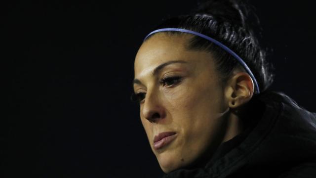 Jenni Hermoso, en un calentamiento con el Tigres, equipo mexicano en el que milita.