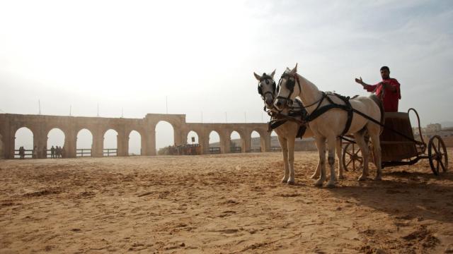 Recreación de un carro de época romana.