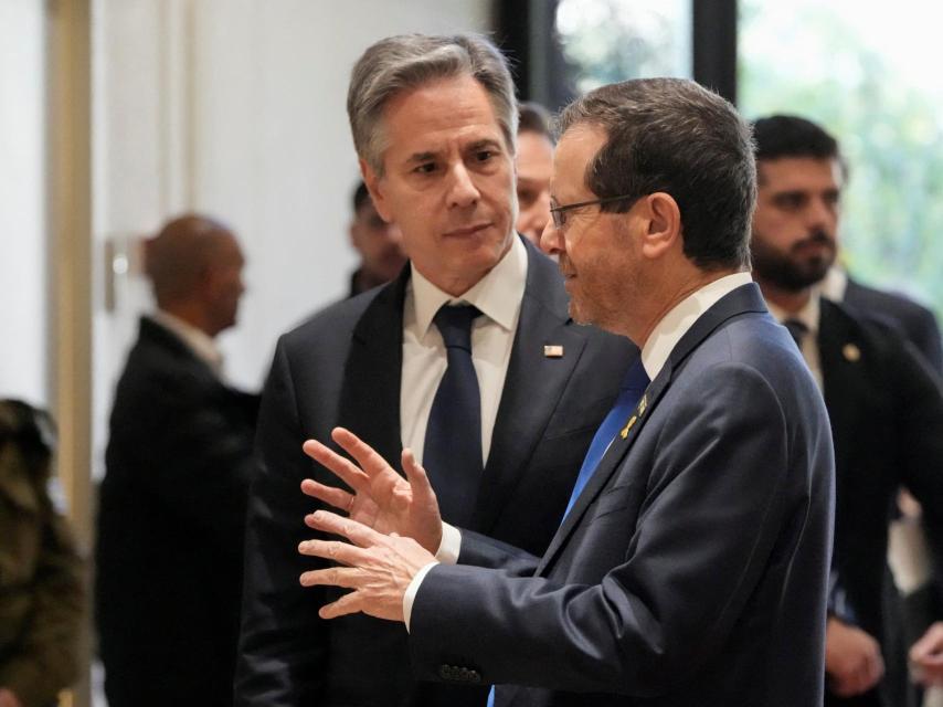 El secretario de Estado de Estados Unidos, Antony Blinken, y el presidente de Israel, Isaac Herzog, el miércoles en Jerusalén.