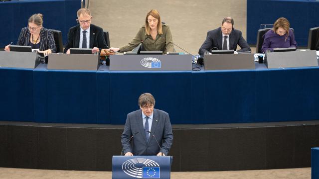 Carles Puigdemont durante su comparecencia del pasado diciembre en el Parlamento Europeo