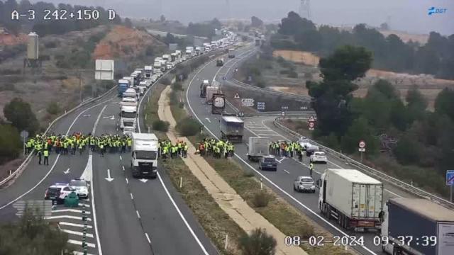 Corte de carretera en la A-3 en la provincia de Cuenca. Foto: Dirección General de Tráfico