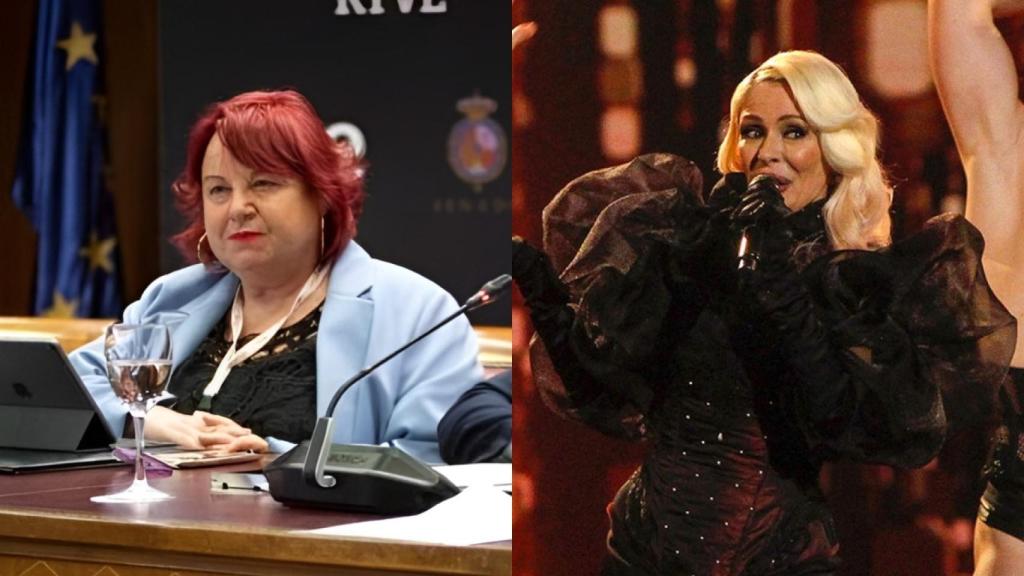 Montserrat Boix en una imagen de archivo y la actuación de Nebulossa en el Benidorm Fest