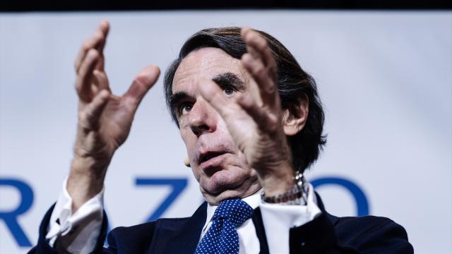 El expresidente del Gobierno José María Aznar, durante un diálogo en la Universidad Francisco de Vitoria el pasado lunes.