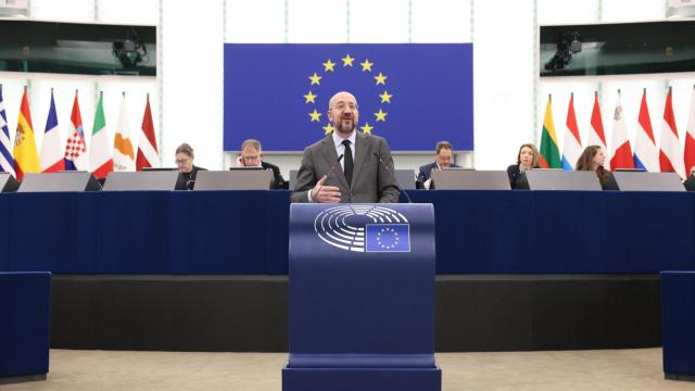 Charles Michel, presidente del Consejo Europeo, durante una sesión plenaria del Parlamento Europeo celebrada esta semana.