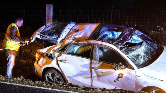 Estado en el que quedó el coche del accidente entre Ciudad Rodrigo y Tenebrón