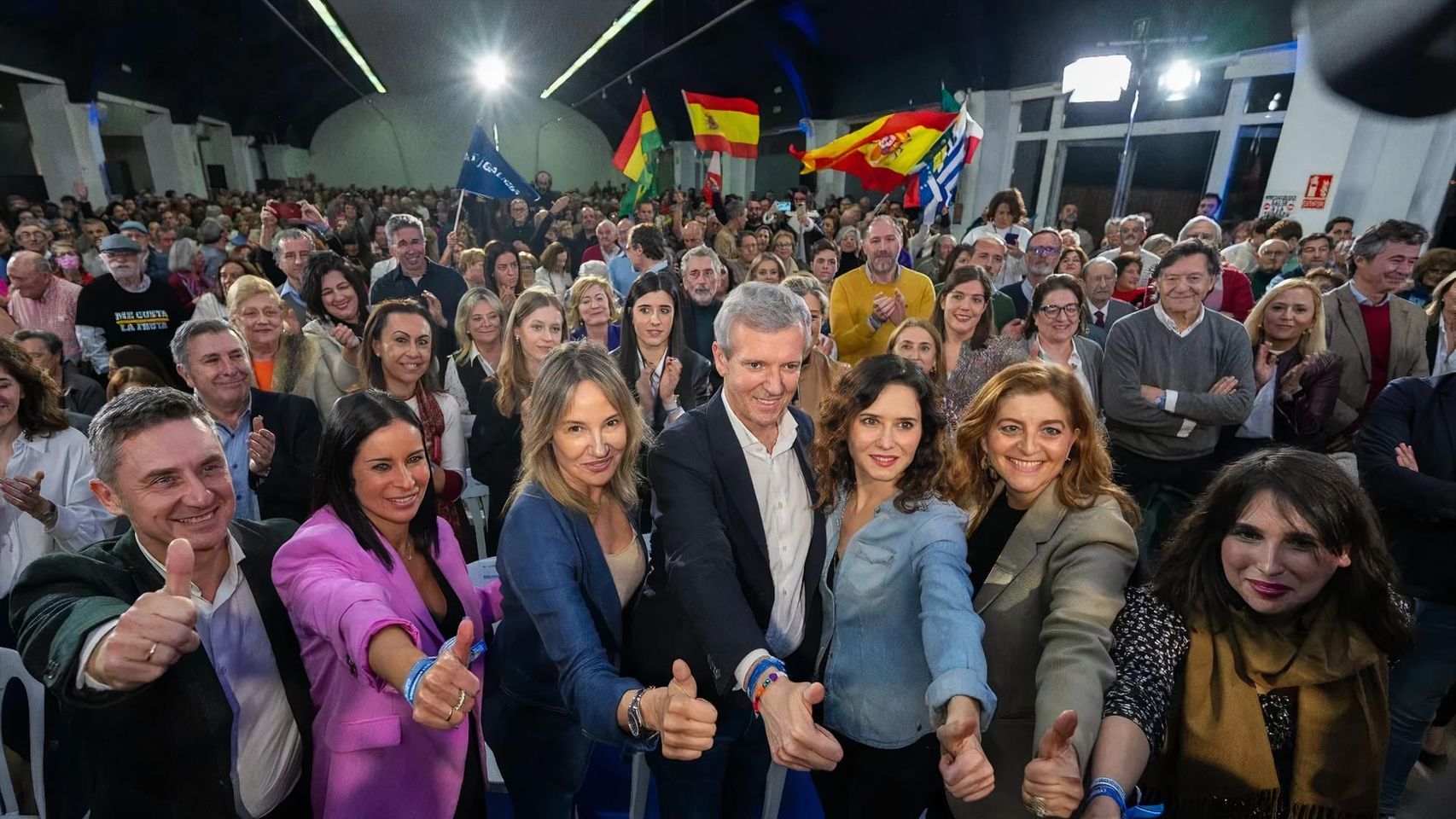 Mitin de Ayuso y Rueda en Vigo, a 15 de febrero de 2024.