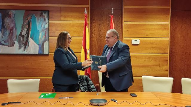 La secretaria general de SATSE Castilla y León, Mercedes Gago, y el consejero de Sanidad, Alejandro Vázquez