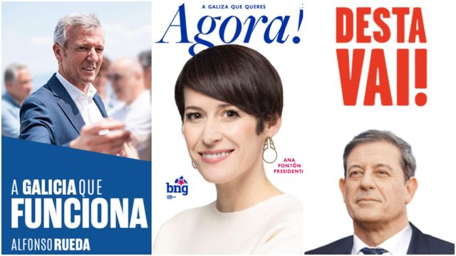 Principales banners publicitarios de Alfonso Rueda, José Ramón Gómez Besteiro y Ana Pontón