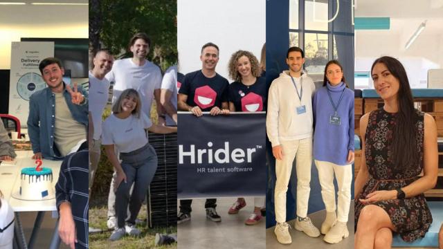 Un collage con imágenes de equipo de Logístiko, Ubora Solar, HRider, InkUp y Agrow.