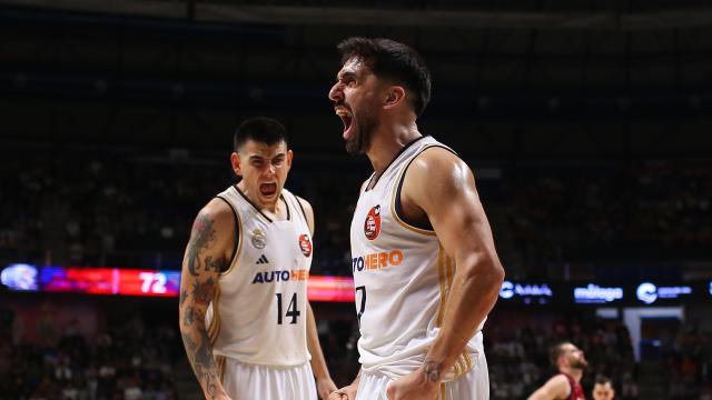 Facundo Campazzo celebra una canasta del Real Madrid en la Copa del Rey.
