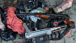 Hamas weapons encountered by FDI at Nasser Hospital in Yan Yunis, hidden inside a vehicle used in the October 7 attack in Israel.