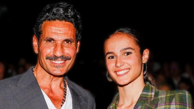 Óscar Higares y su hija India en la Fashion Week de Madrid.